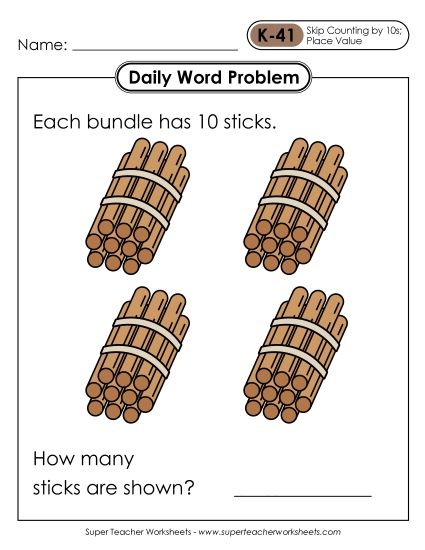 Daily Word Problems K-41 through K-45 (Printable PDF Worksheet)