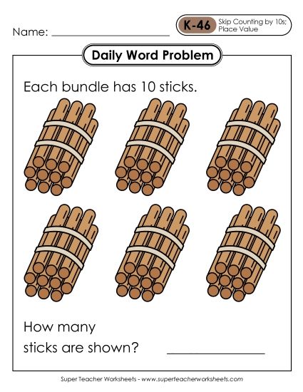 Daily Word Problems K-46 through K-50 (Printable PDF Worksheet)
