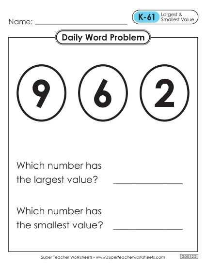 Daily Word Problems  K-61 through K-65 (Printable PDF Worksheet)