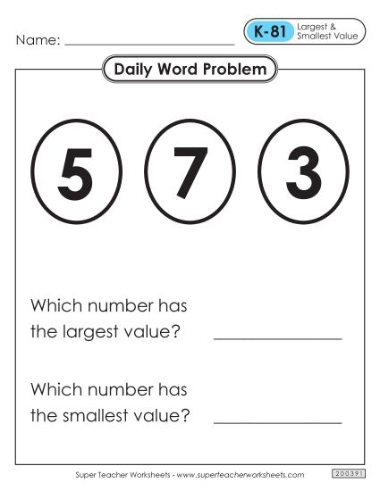 Daily Word Problems  K-81 through K-85 (Printable PDF Worksheet)