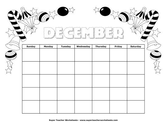 December Calendars - December Calendar (Santa) (Printable PDF Worksheet)