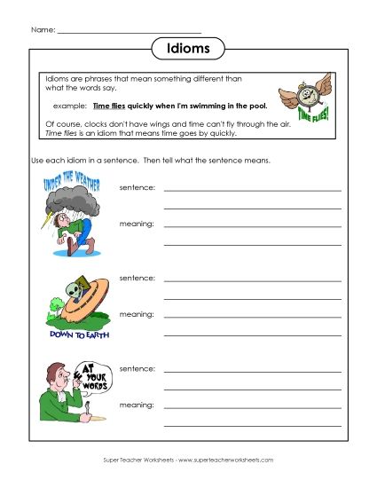Defining Idioms (Printable PDF Worksheet)
