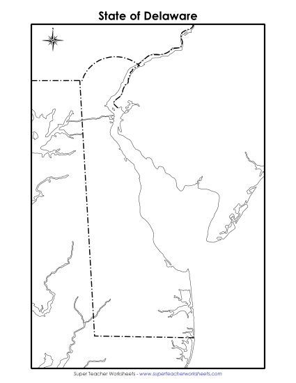 Maps - Delaware: Blank Map (Printable PDF Worksheet)