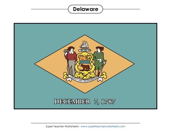 Flags & Seals - Delaware State Flag (Full-Color Version) (Printable PDF Worksheet)