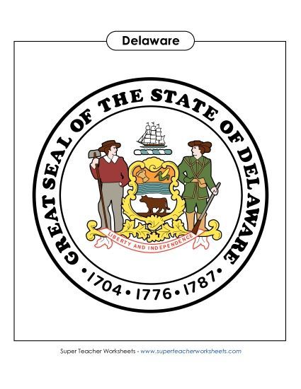 Flags & Seals - Delaware State Seal (Full-Color Version) (Printable PDF Worksheet)