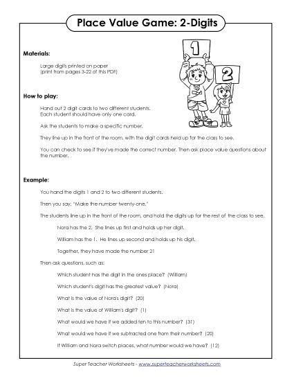 Place Value - Digit Game (Printable PDF Worksheet)