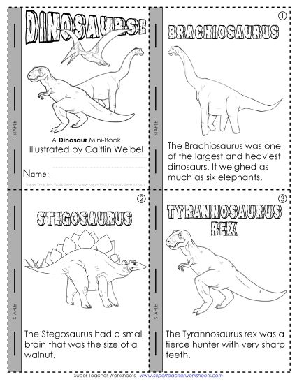 Projects & Activities - Dinosaur Mini-Book (Printable PDF Worksheet)