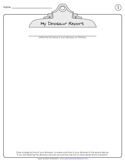 Projects & Activities - Dinosaur Research Project (Printable PDF Worksheet)
