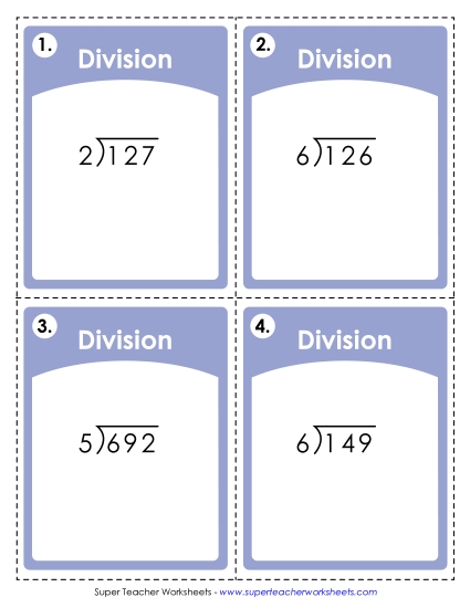 Operations with Whole Numbers - Division: 3-Digit Dividends Worksheet (Printable PDF Worksheet)