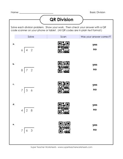 Division - Division (Basic) (Printable PDF Worksheet)