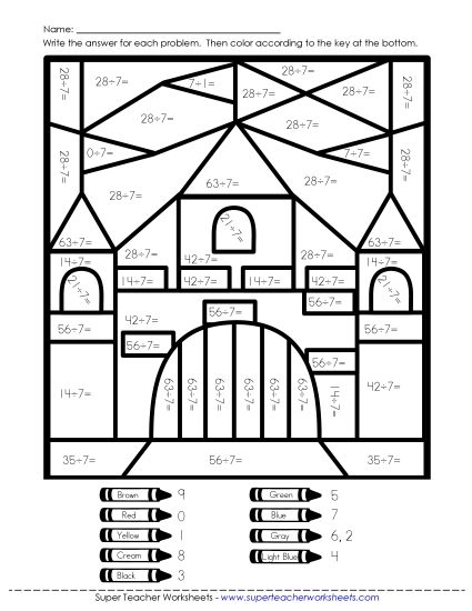 Division - Division: Castle (7s Only) (Printable PDF Worksheet)