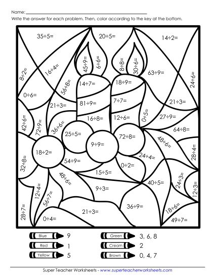 Division - Division: Christmas Candle (Printable PDF Worksheet)