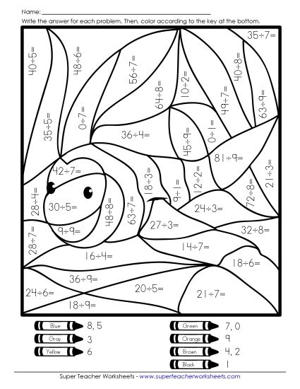 Division - Division: Clownfish (Printable PDF Worksheet)