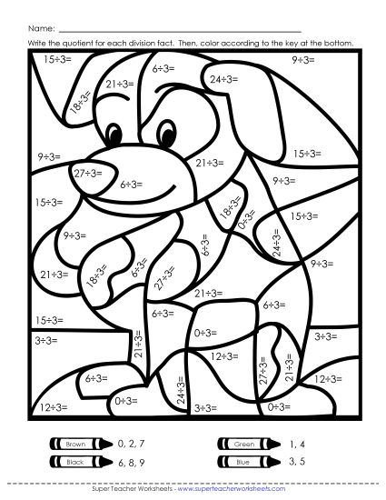 Division - Division: Dog (3s Only) (Printable PDF Worksheet)