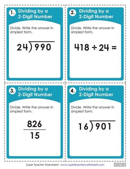 Operations with Whole Numbers - Division with 2-Digit Divisors (With Remainders) (Printable PDF Worksheet)