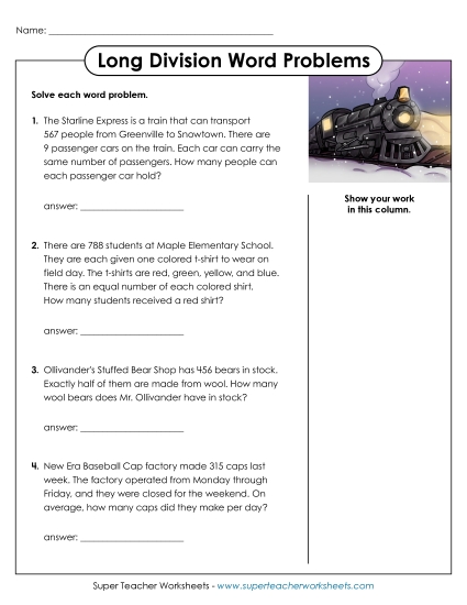 3-Digit Dividends - Division Word Problems with 3-Digit Dividends (Printable PDF Worksheet)