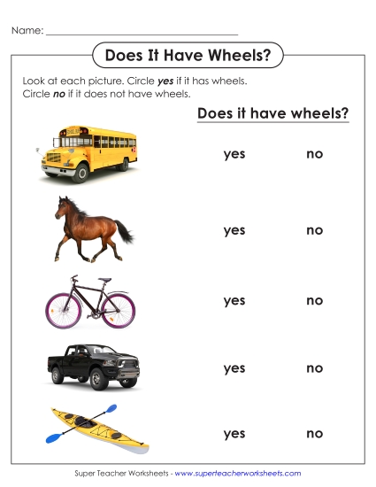 Does It Have Wheels? (Printable PDF Worksheet)