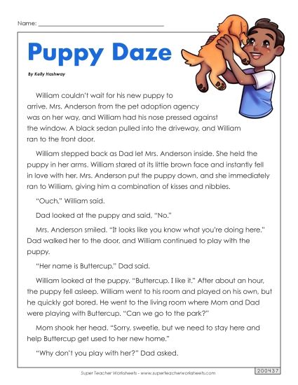 Fiction Stories - Dog Daze (Fiction) (Printable PDF Worksheet)