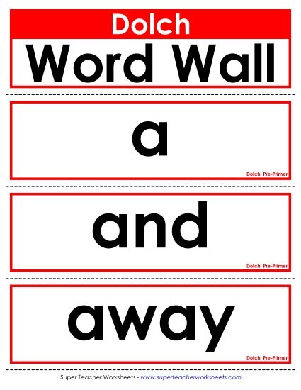 Dolch Sight Words - Dolch: Pre-Primer (Printable PDF Worksheet)