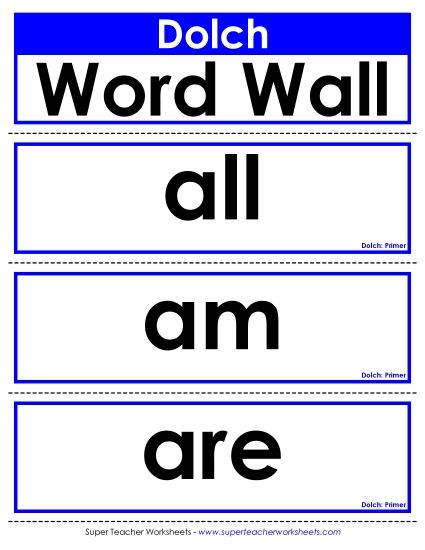 Dolch Sight Words - Dolch: Primer (Printable PDF Worksheet)