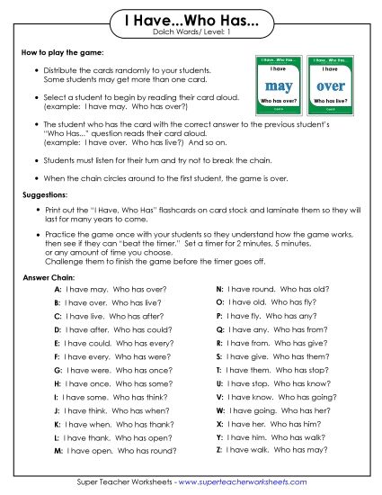 Sight Words (Dolch) - Dolch Words: Level 1 (Printable PDF Worksheet)