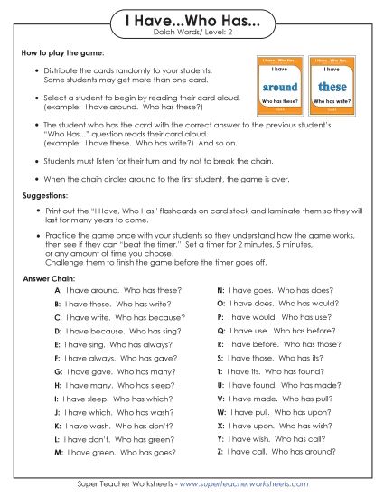 Sight Words (Dolch) - Dolch Words: Level 2 (Printable PDF Worksheet)