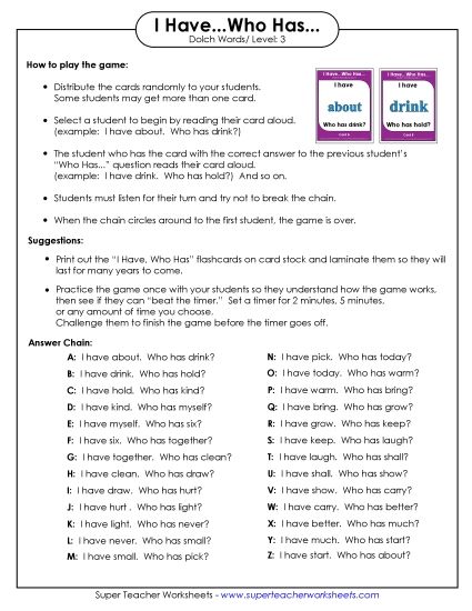 Sight Words (Dolch) - Dolch Words: Level 3 (Printable PDF Worksheet)