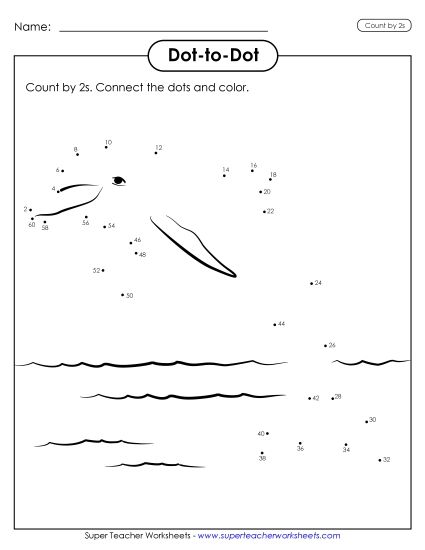 Skip Count by 2s - Dolphin Dot-to-Dot (Printable PDF Worksheet)
