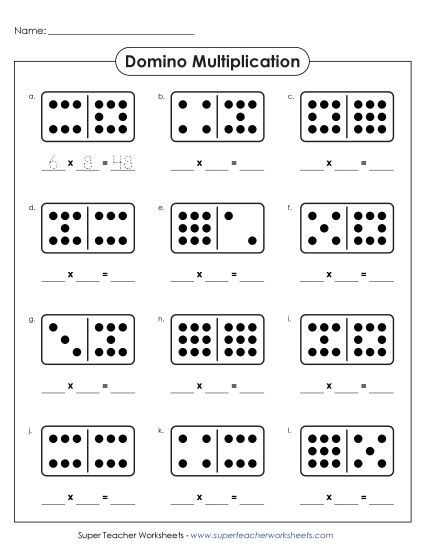 Worksheets and Games - Domino Multiplication (Printable PDF Worksheet)