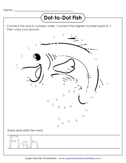 Dot-to-Dot & Write: Fish (Printable PDF Worksheet)