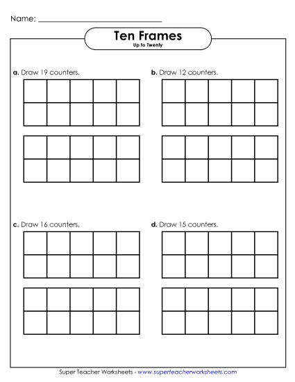Double Ten Frames - Double 10 Frame Drawing (Numbers up to 20) (Printable PDF Worksheet)