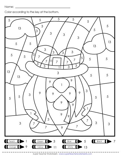 More St. Patrick's Day Math - Double Color-by-Number Mystery Pic (Printable PDF Worksheet)