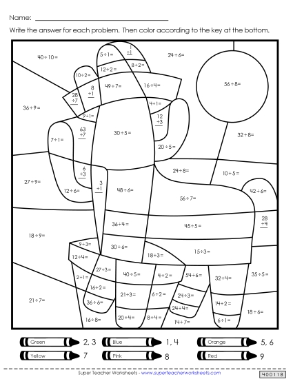 Math Puzzles - Double Mystery Picture Activity (Division) (Printable PDF Worksheet)