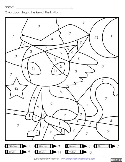 Counting & Color-by-Number - Double Mystery Picture (Color-by-Number) (Printable PDF Worksheet)