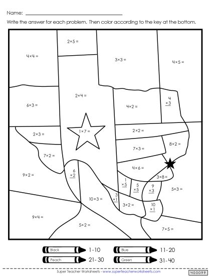 Math Worksheets - Double Mystery Picture (Multiplication) (Printable PDF Worksheet)