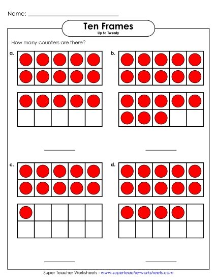 10-Frame Counting - Double Ten-Frame Counting (Up to 20) (Printable PDF Worksheet)