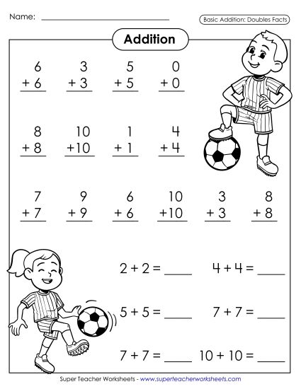 Practice Worksheets - Doubles Drill Worksheet: Soccer (Printable PDF Worksheet)