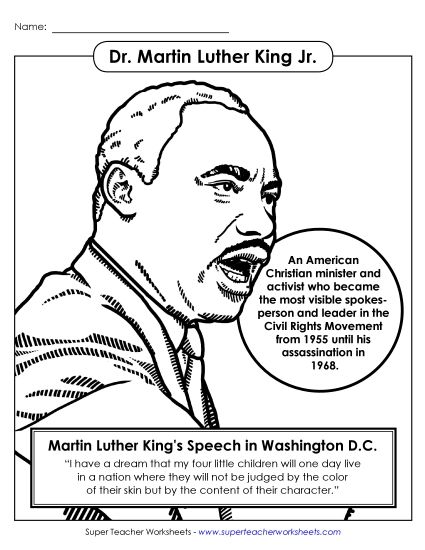 Dr. Martin Luther King, Jr. (Printable PDF Worksheet)