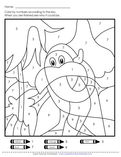 Math Worksheets - Dr. Seuss Characters Color-by-Number (Printable PDF Worksheet)