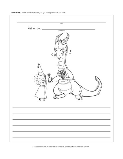 Story Pictures - Dragon and Princess (Printable PDF Worksheet)