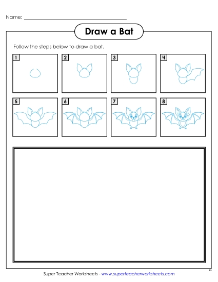 Zoo - Draw a Bat (Printable PDF Worksheet)
