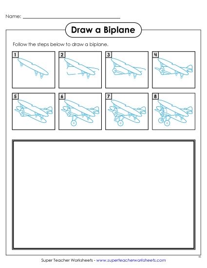 Transportation - Draw a Biplane (Printable PDF Worksheet)