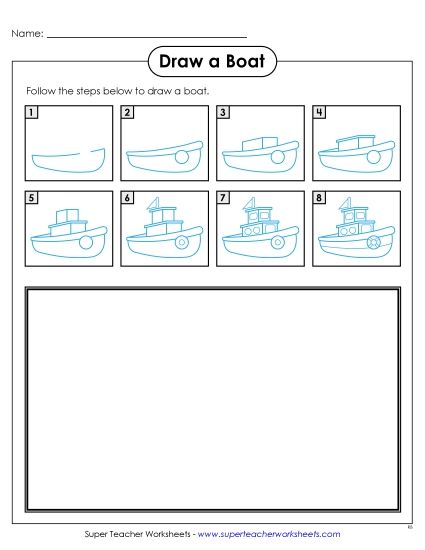 Transportation - Draw a Boat (Printable PDF Worksheet)