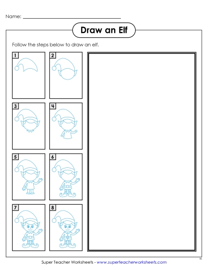 Learn to Draw - Draw a Boy Elf (Printable PDF Worksheet)