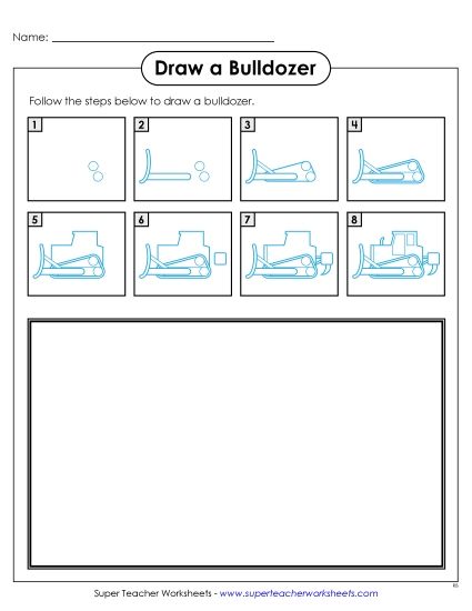 Construction - Draw a Bulldozer (Printable PDF Worksheet)