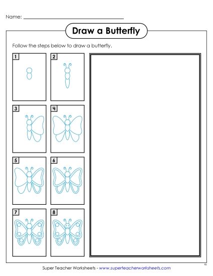 Insects - Draw a Butterfly (Printable PDF Worksheet)