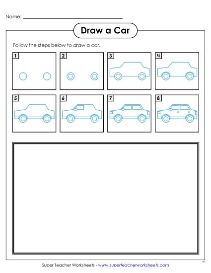 Transportation - Draw a Car (Printable PDF Worksheet)