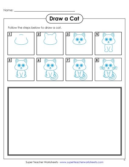 Animals - Draw a Cat (Printable PDF Worksheet)