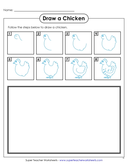 Farm - Draw a Chicken (Printable PDF Worksheet)