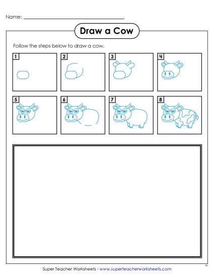 Farm - Draw a Cow (Printable PDF Worksheet)